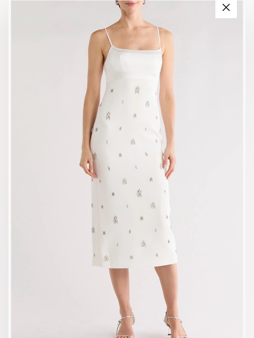 A.L.C Alana Embellished Midi Dress Cream Spaghetti Strap Midi Dress